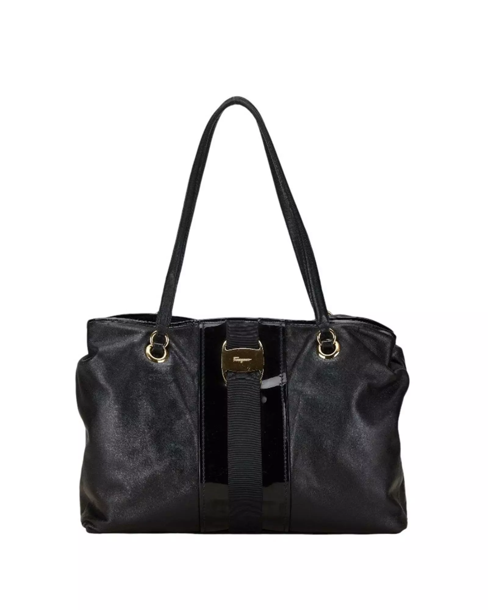 Preloved Leather Tote Bag Gancino Buckle Women - Black alternative image