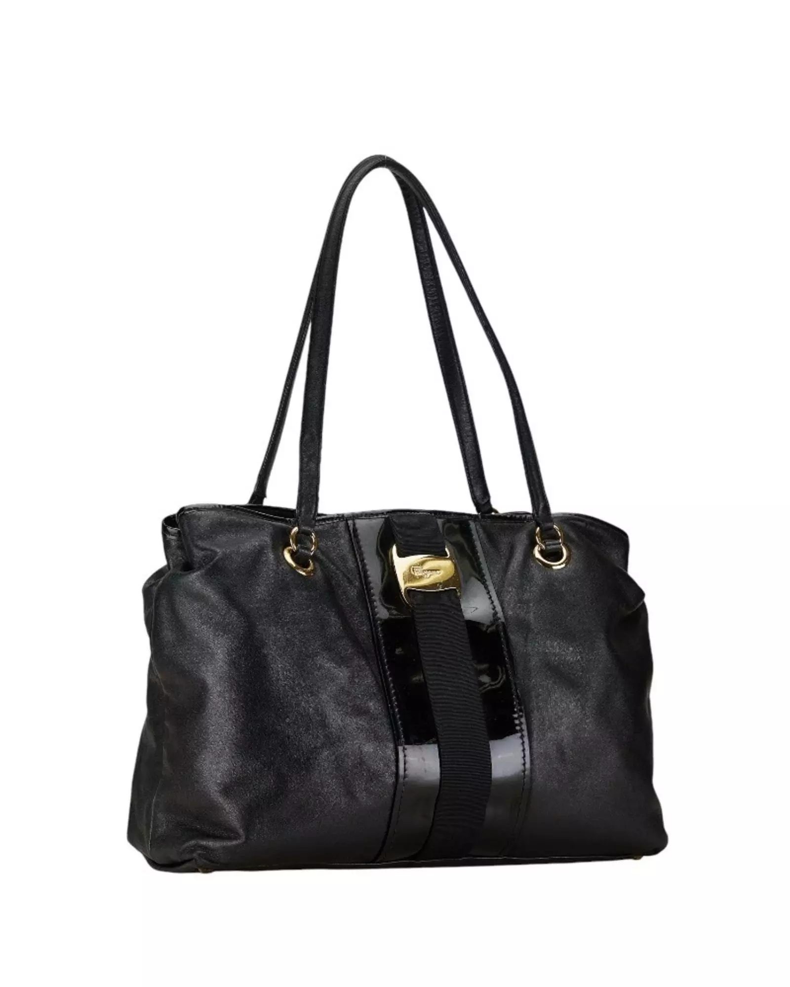Preloved Leather Tote Bag Gancino Buckle Women - Black alternative image