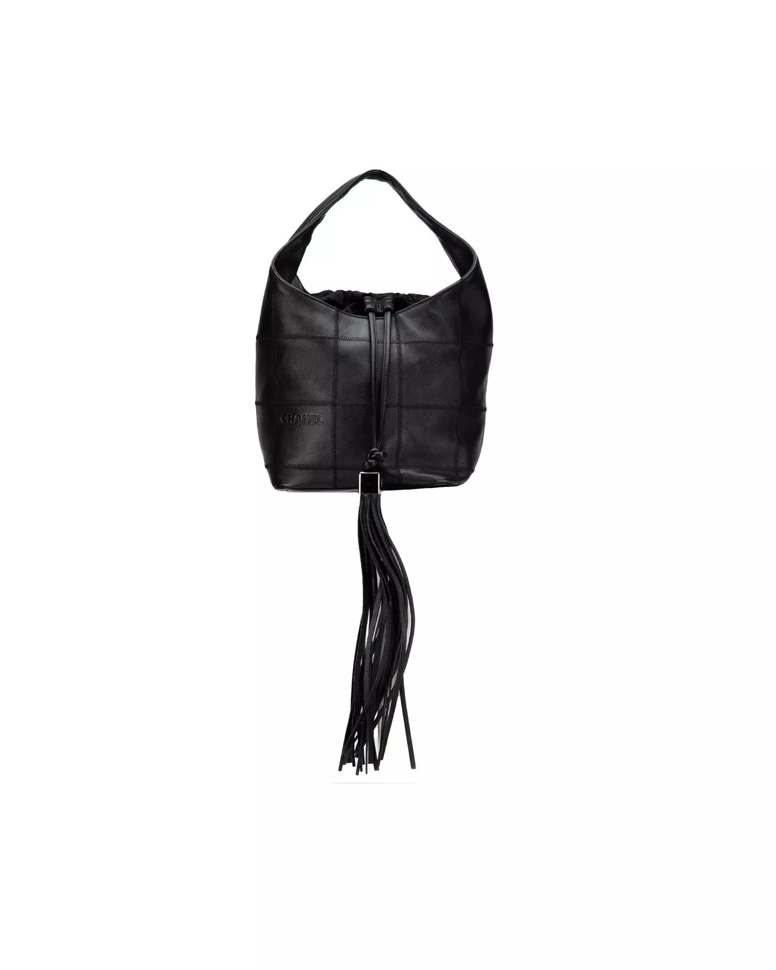 Preloved 19 Black Leather Bucket Bag with Tassel Karen Millen