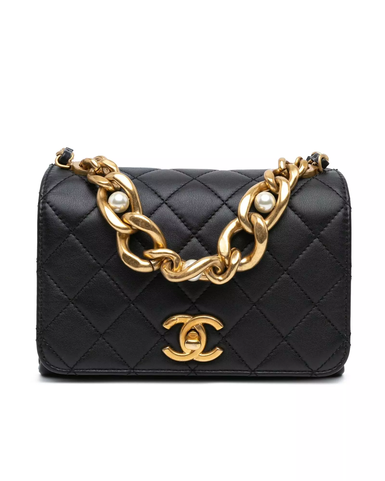 Preloved 19 Pearl Chain Bag Women - Black Messenger Bags alternative image