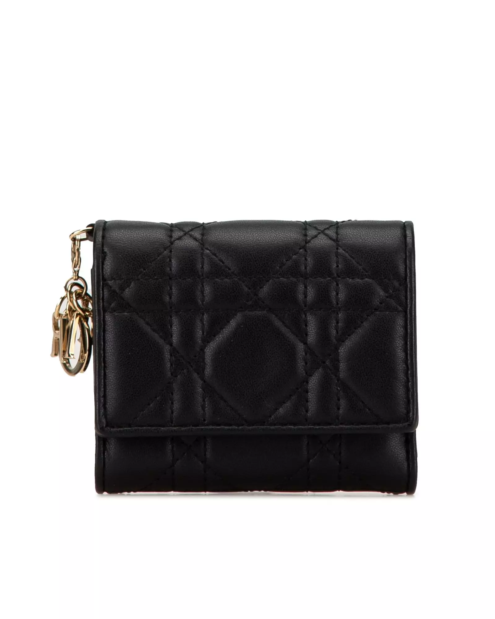 Preloved Caro Keychain Wallet Quilted Leather Wo - Black Short alternative image