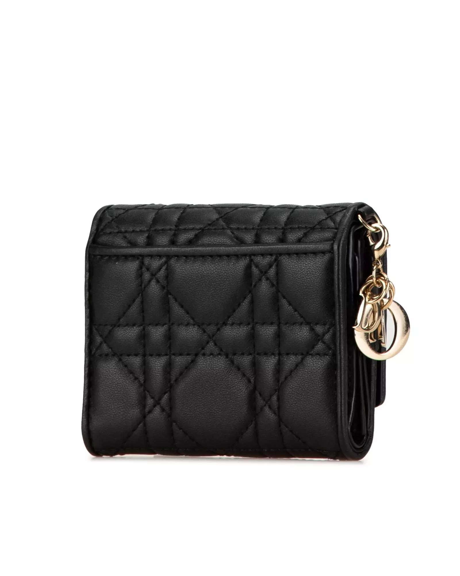 Preloved Caro Keychain Wallet Quilted Leather Wo - Black Short alternative image