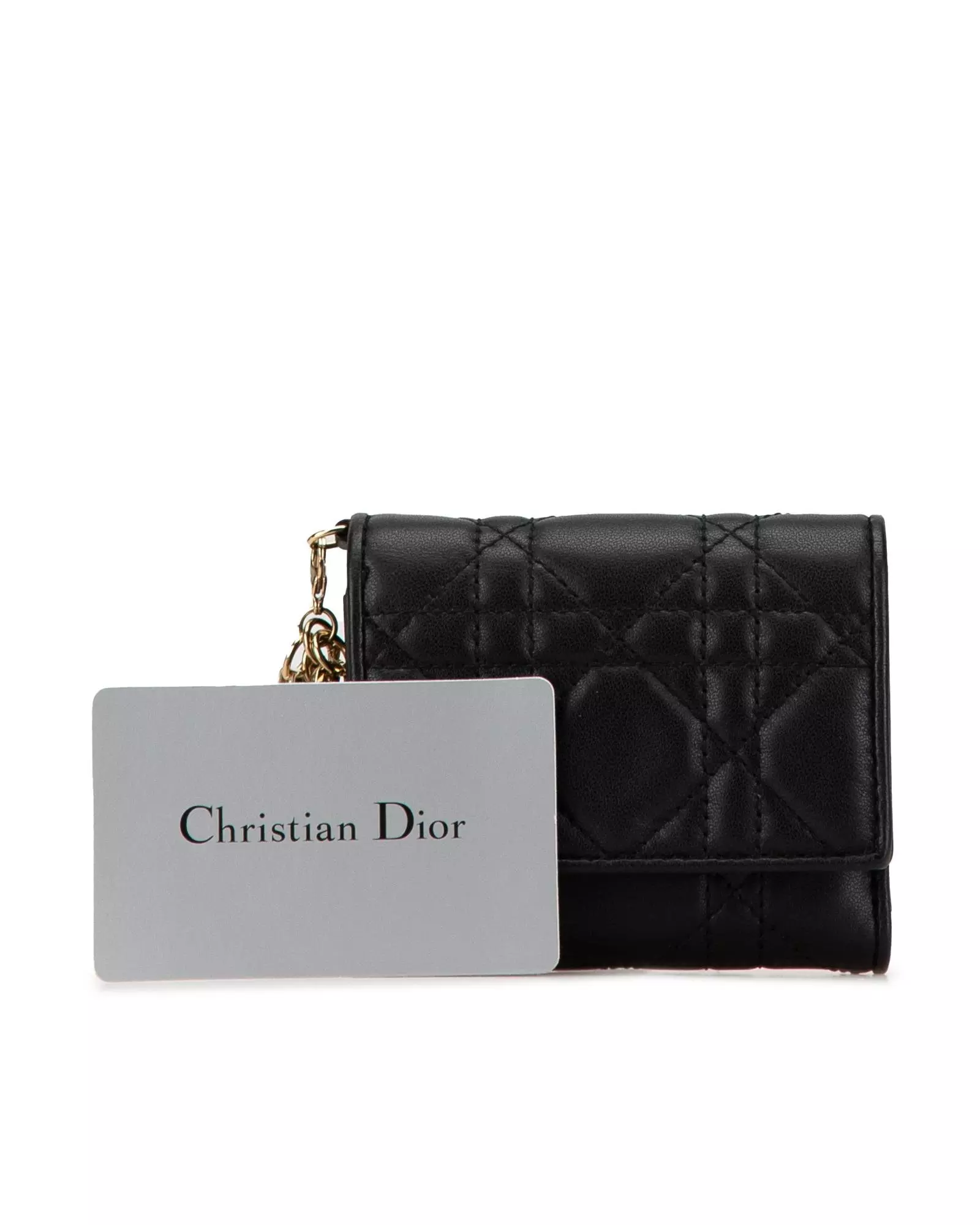 Preloved Caro Keychain Wallet Quilted Leather Wo - Black Short alternative image