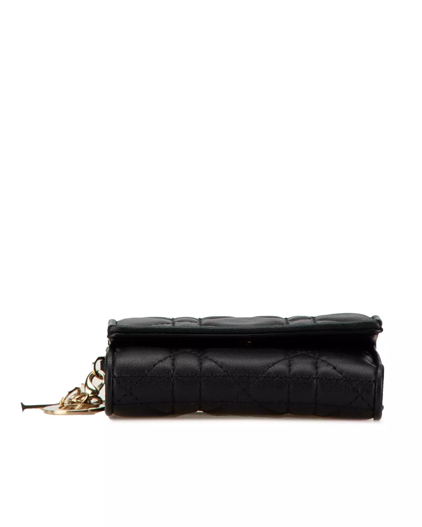 Preloved Caro Keychain Wallet Quilted Leather Wo - Black Short alternative image
