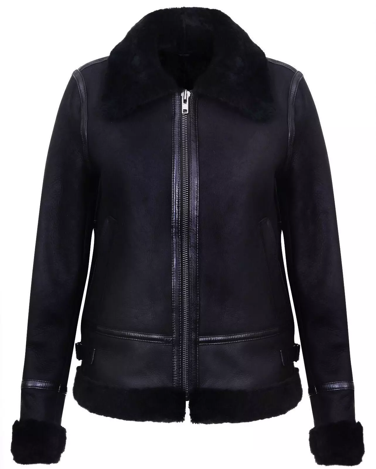Black B3 Sheepskin Leather Jacket-Campinas alternative image