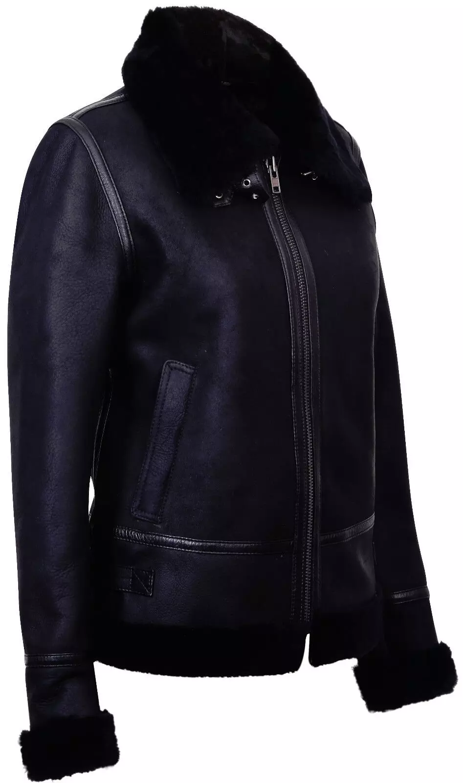 Black B3 Sheepskin Leather Jacket-Campinas alternative image