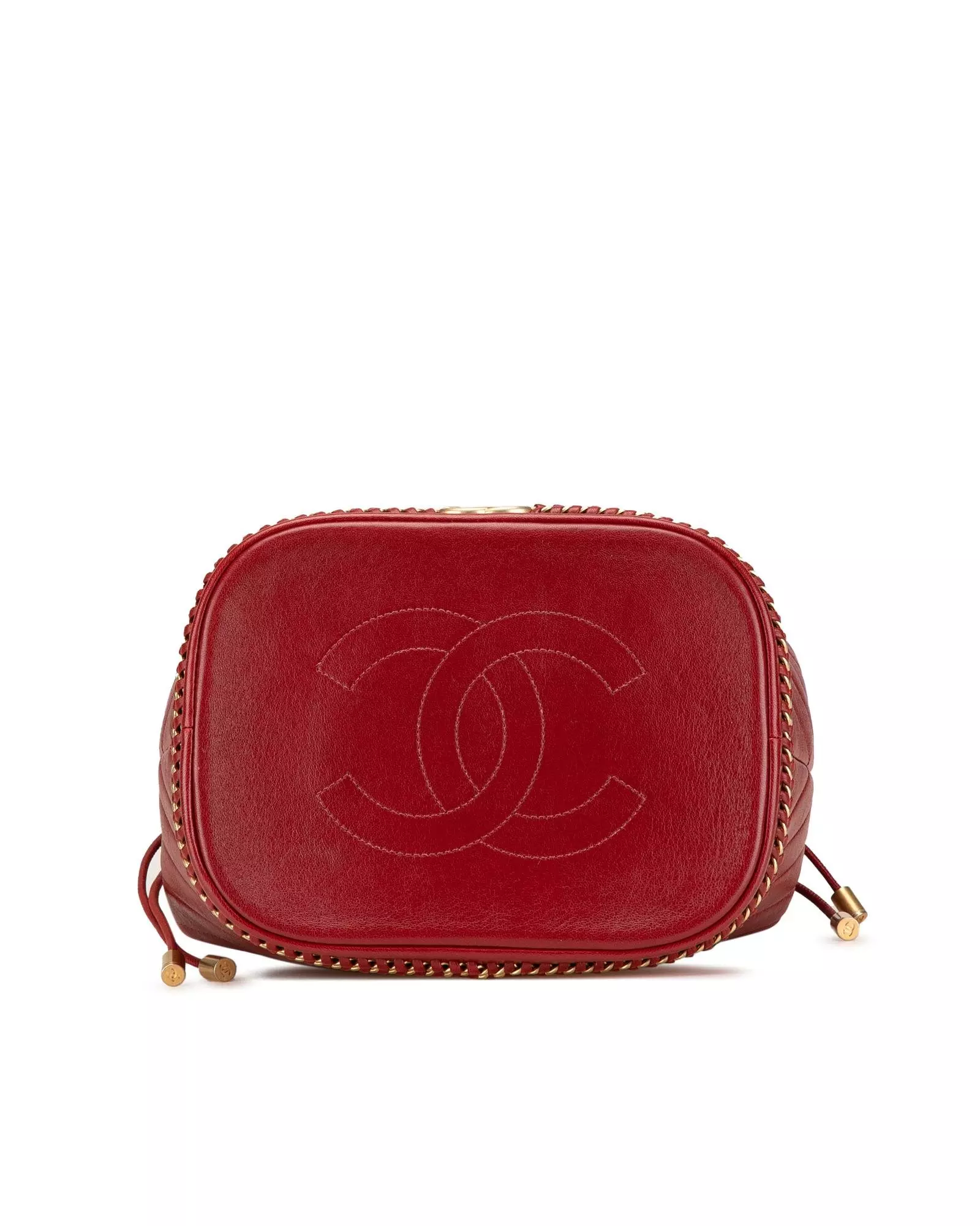 Preloved Chevron Quilted Leather Bucket Wo - Red Bucket Bags alternative image