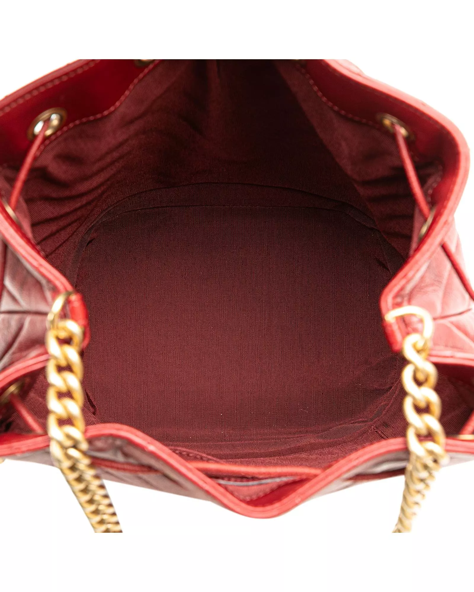 Preloved Chevron Quilted Leather Bucket Wo - Red Bucket Bags alternative image