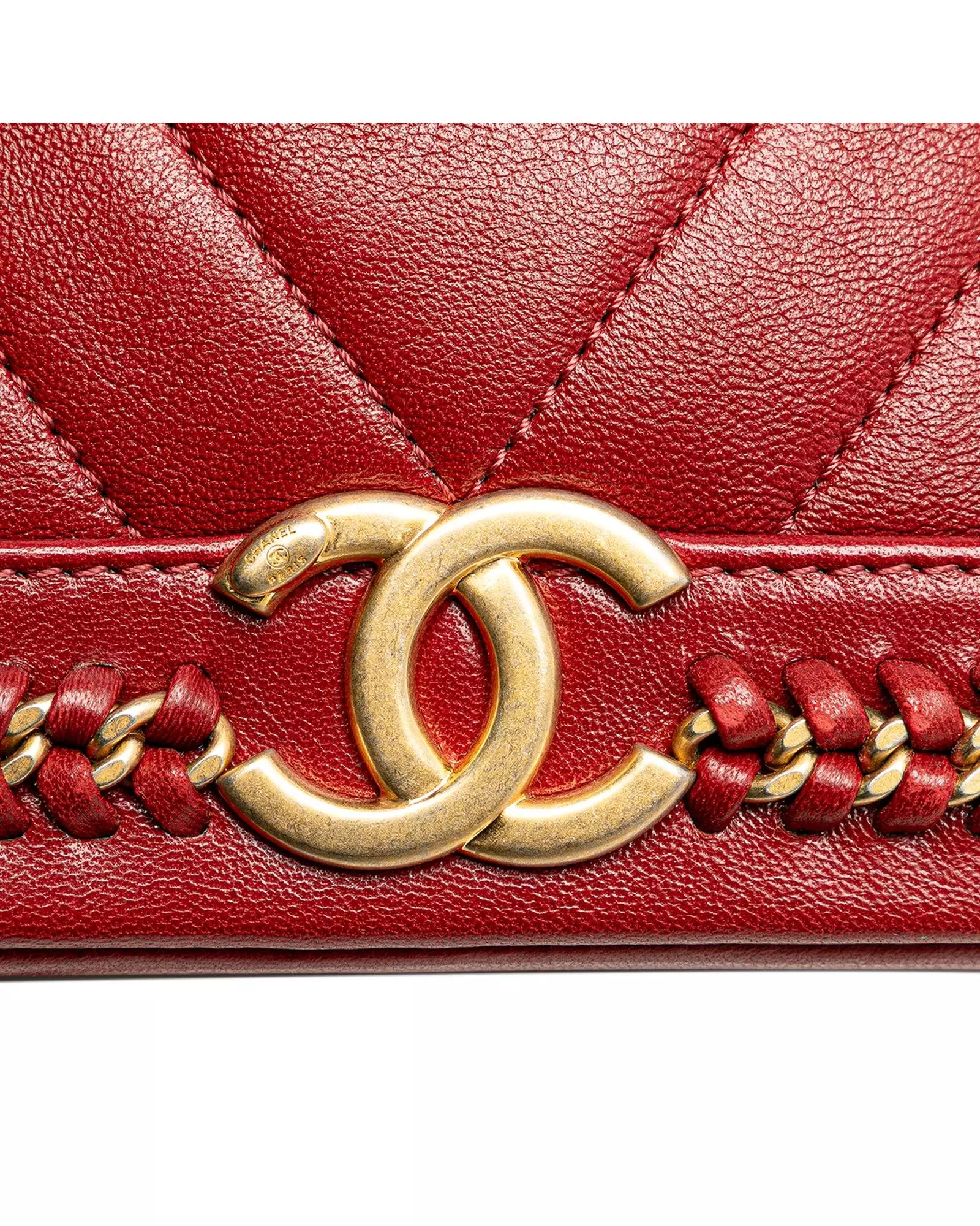 Preloved Chevron Quilted Leather Bucket Wo - Red Bucket Bags alternative image