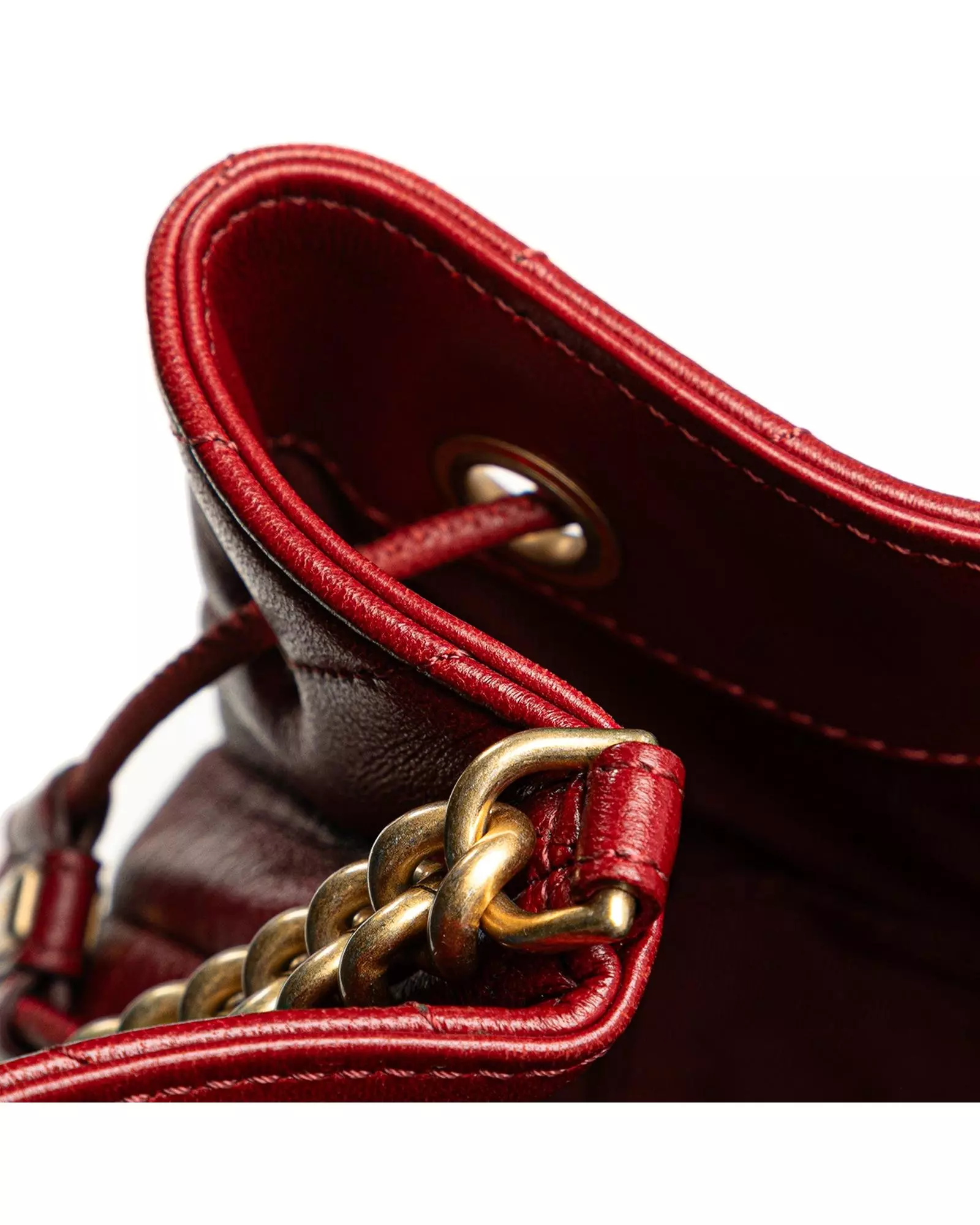 Preloved Chevron Quilted Leather Bucket Wo - Red Bucket Bags alternative image