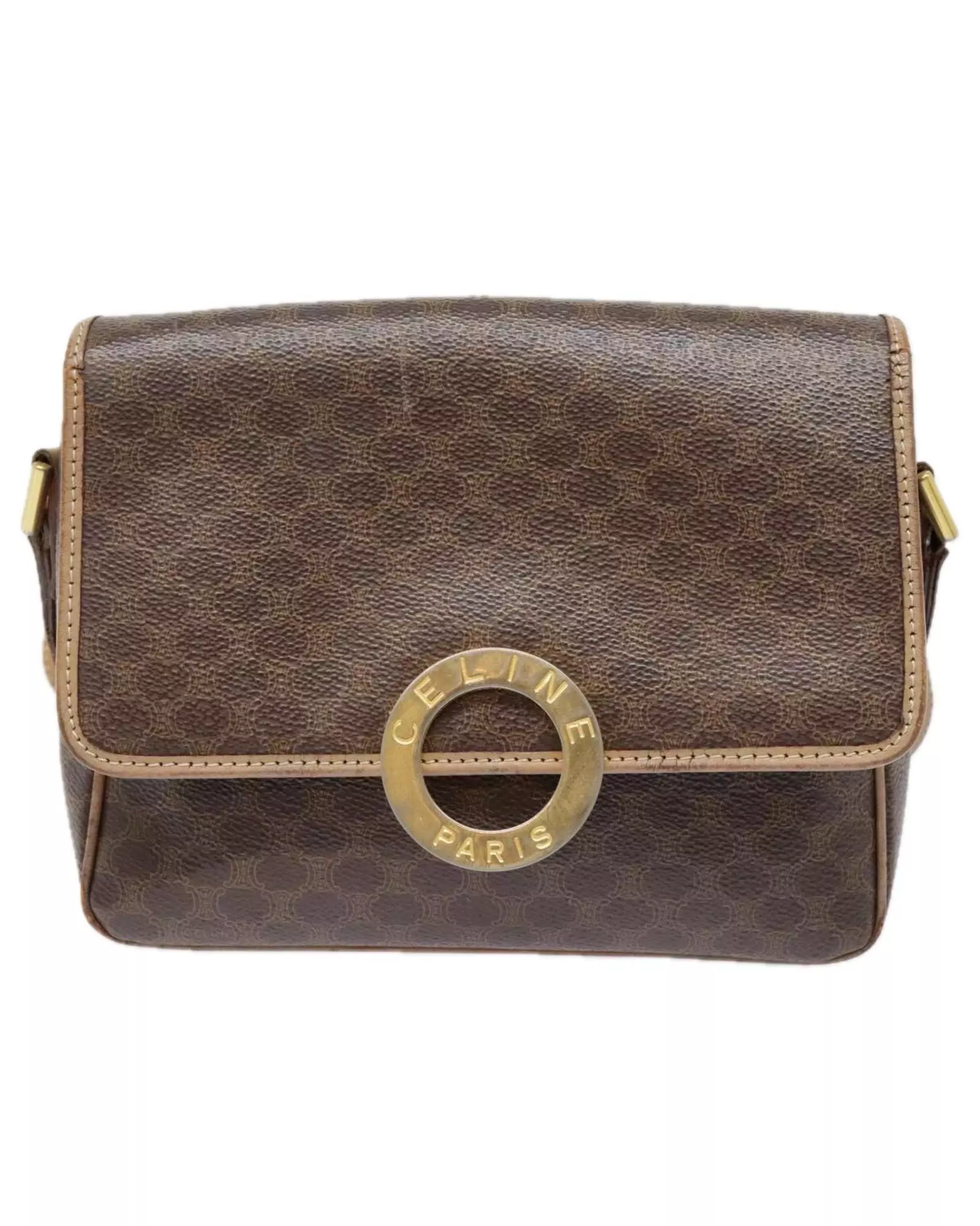 Preloved Vintage Circular Buckle Crossbody Wo - Brown Shoulder Bags alternative image