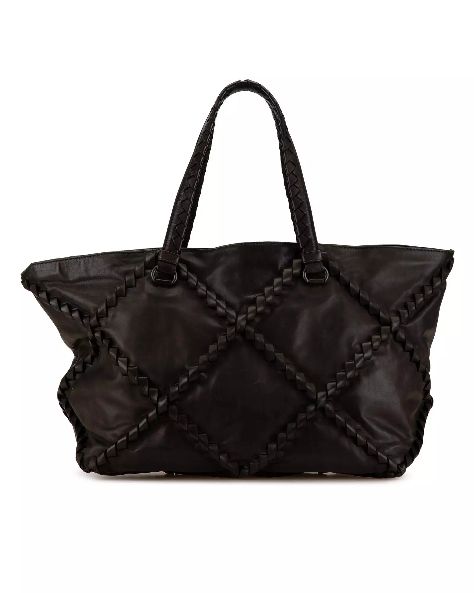 Preloved Intrecciato Leather Tote Braided Design Wo - Brown Tote alternative image