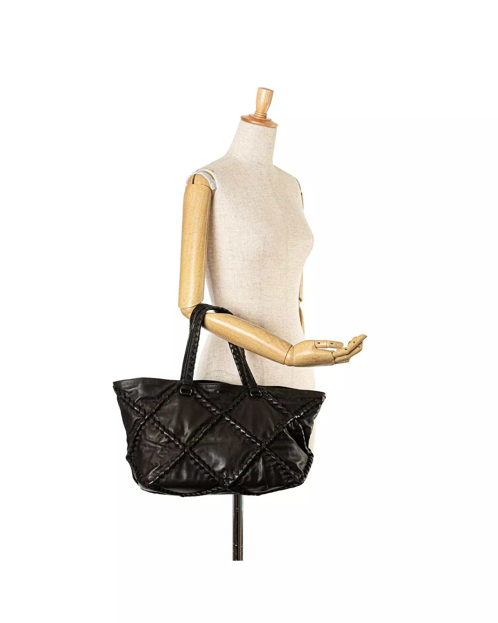 Preloved Intrecciato Leather Tote Braided Design Wo - Brown Tote alternative image