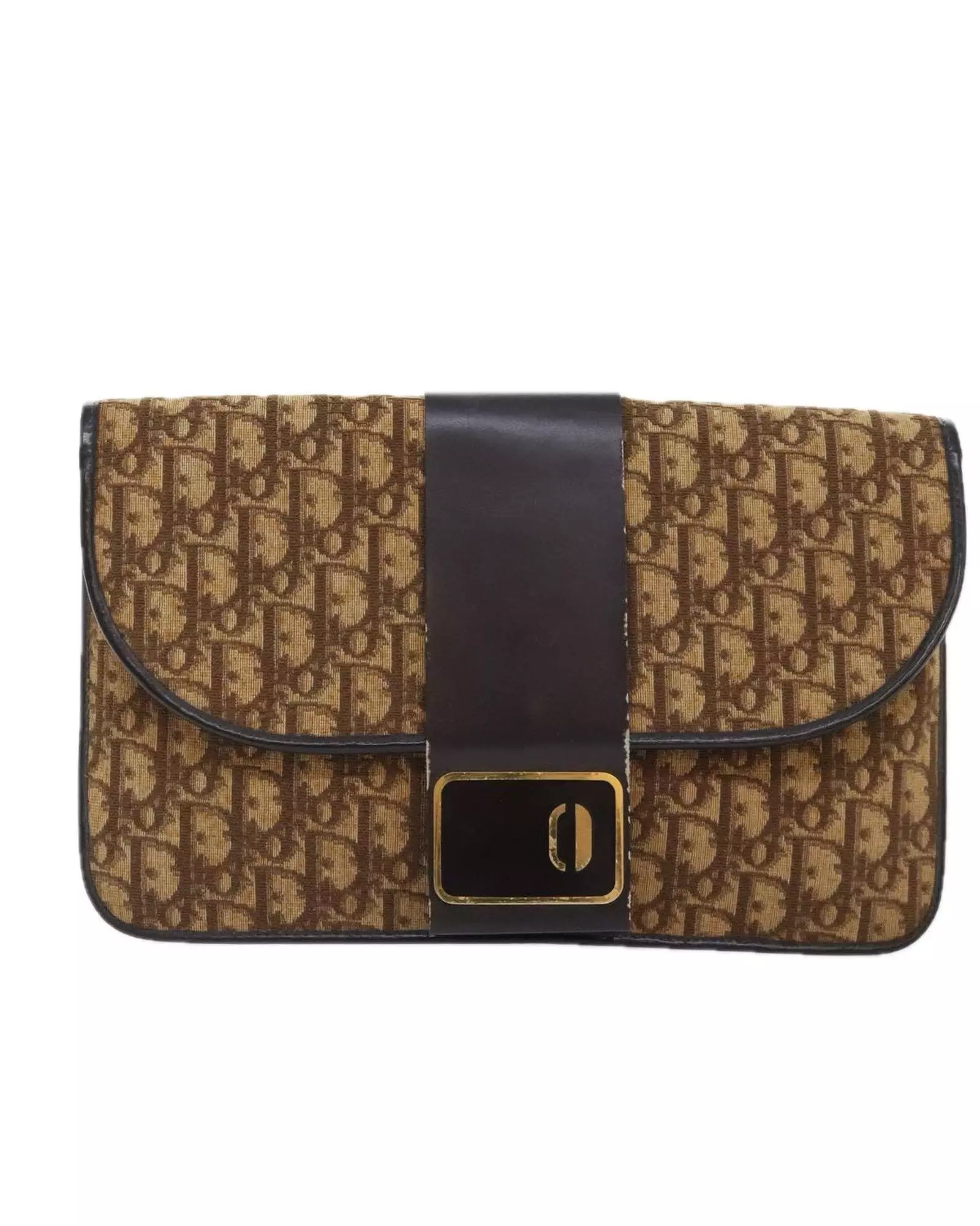 Preloved Vintage Clutch Oblique Canvas Women - Brown Clutch Bags alternative image