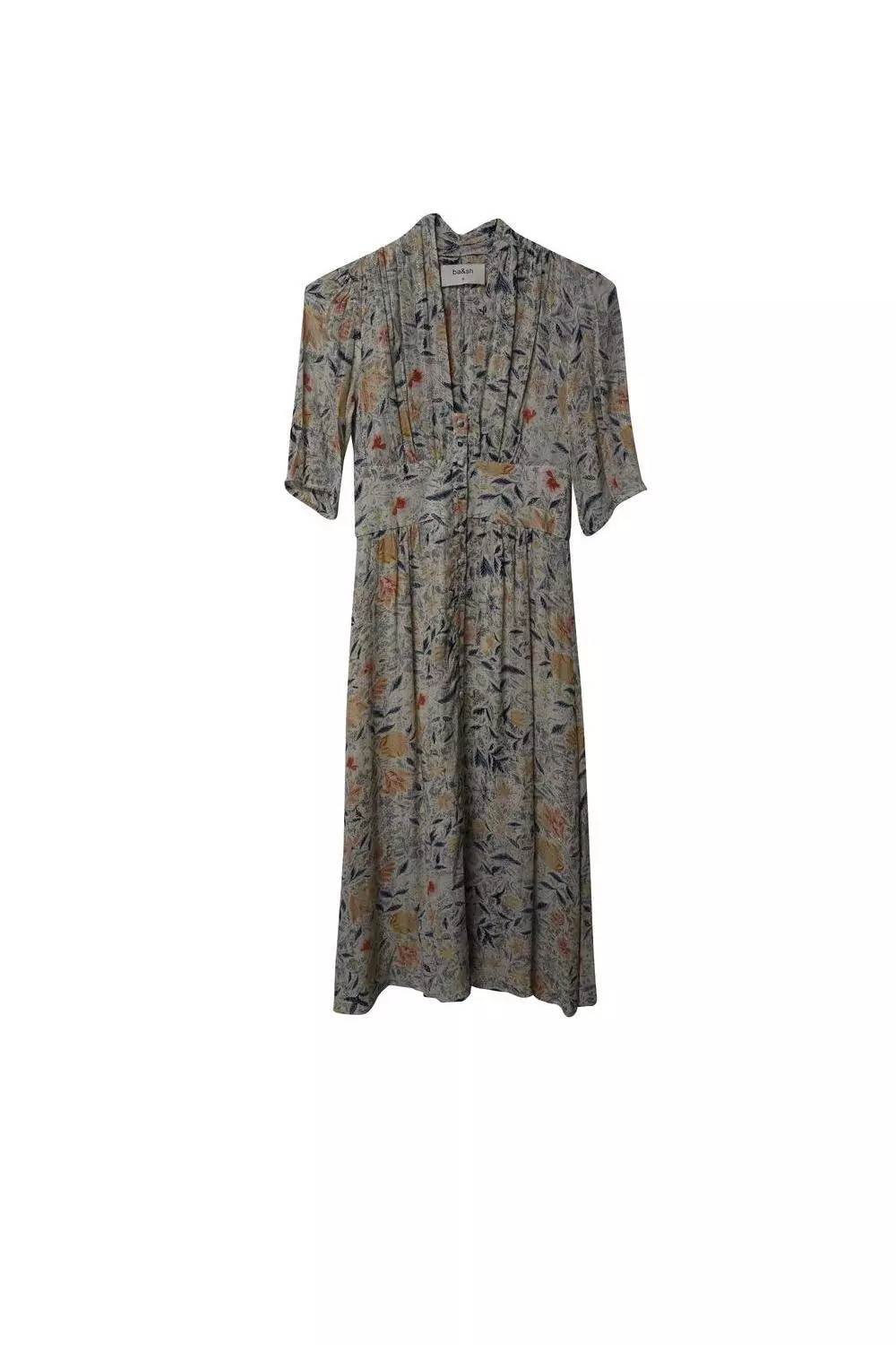 Preloved Floral Print Viscose Midi Dress with Deep V Neck Karen Millen