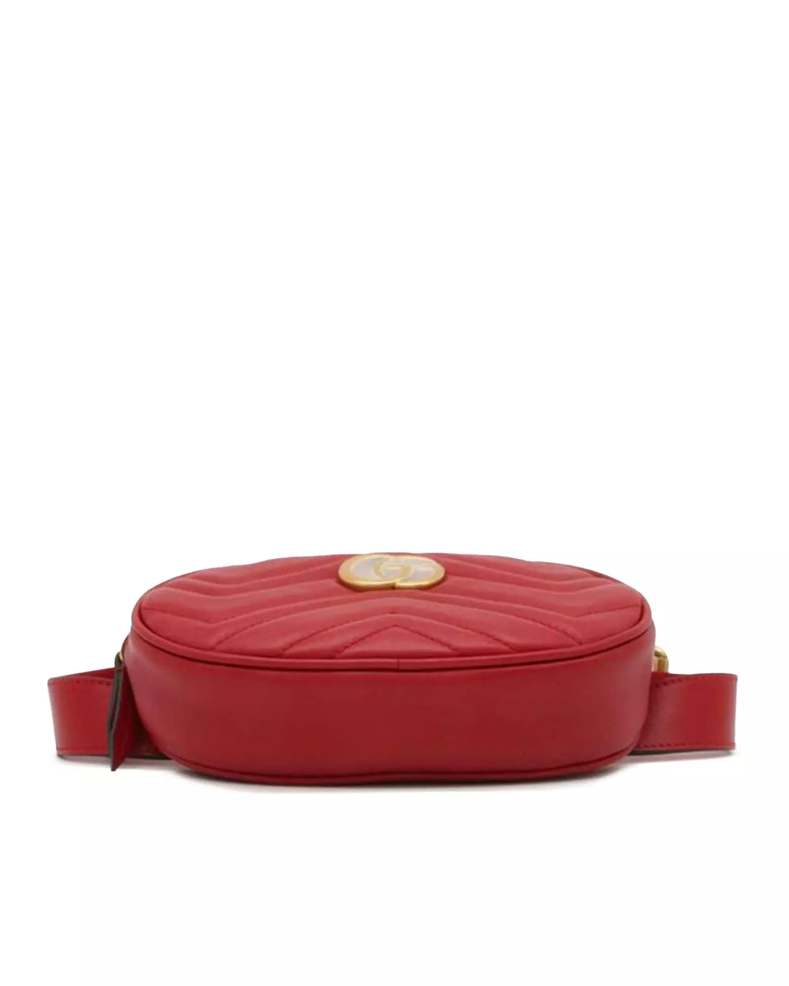 Preloved GG Marmont Matelasse Leather Belt Bag Red Red GG Marmont Quilted Belt Bag Authentic GG Marmont Small Belt Bag in Red Leather Karen Millen