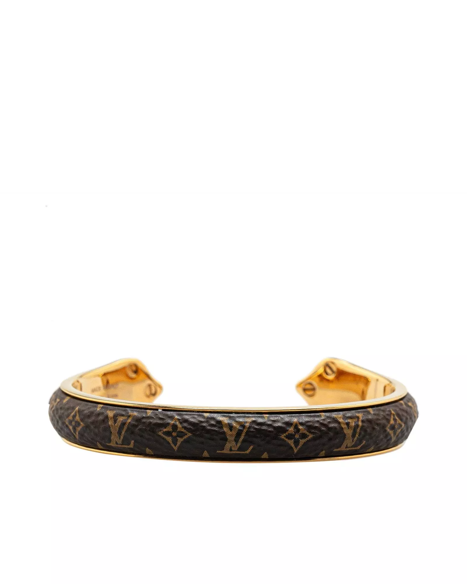 Preloved Empreinte Leather Cuff Bracelet Monogram Style Wo - Brown alternative image