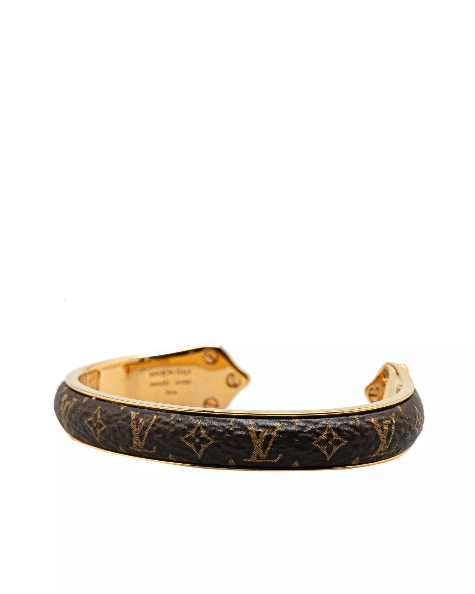 Preloved Empreinte Leather Cuff Bracelet Monogram Style Wo - Brown alternative image