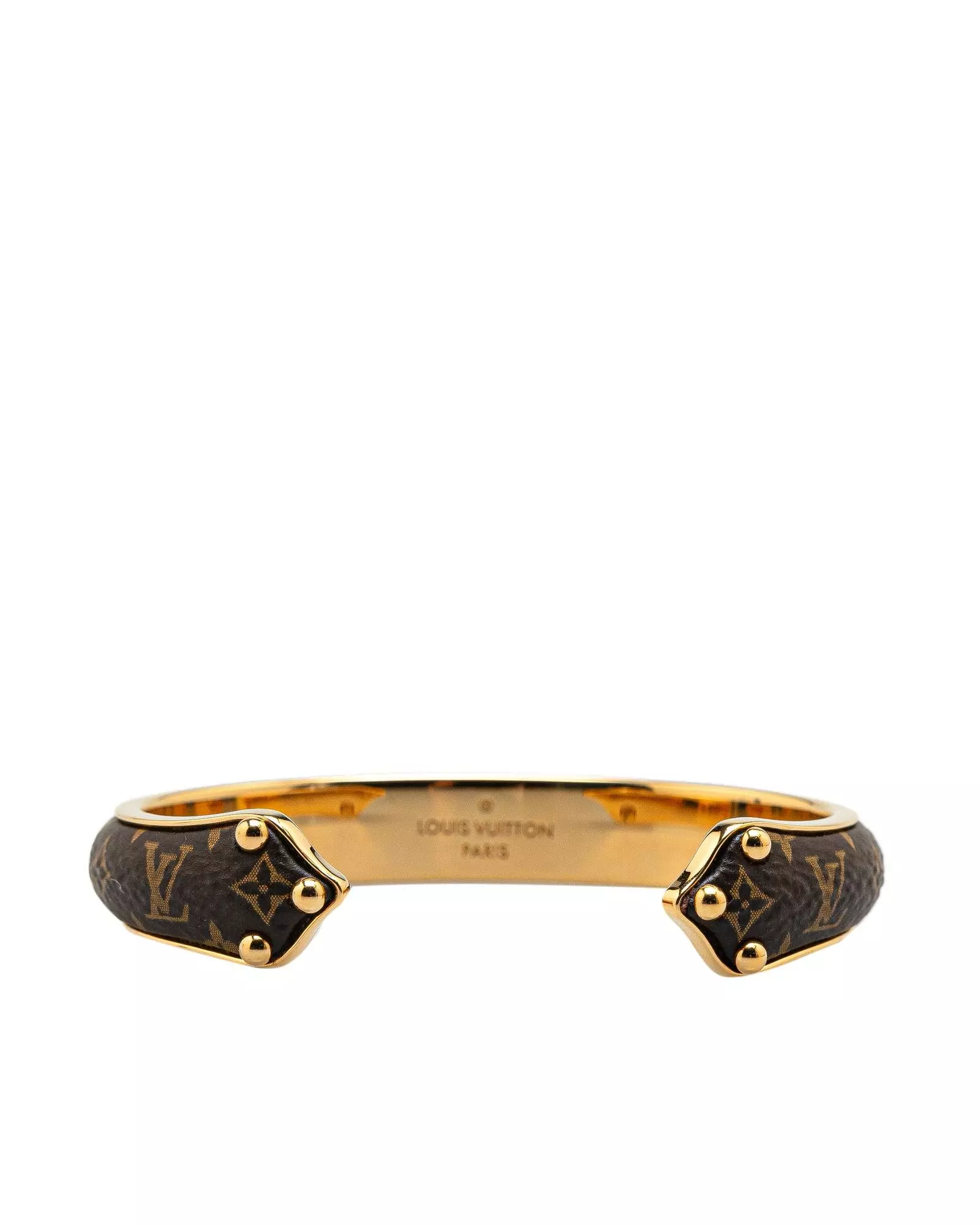 Preloved Empreinte Leather Cuff Bracelet Monogram Style Wo - Brown alternative image