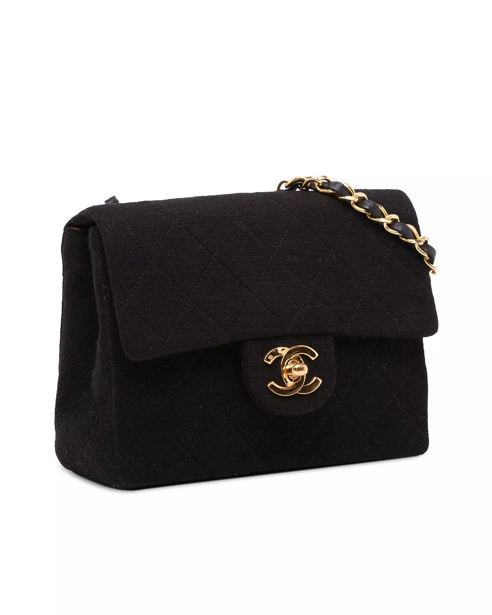 Preloved Mini Classic Flap Bag Quilted Style Wo - Black Crossbody alternative image
