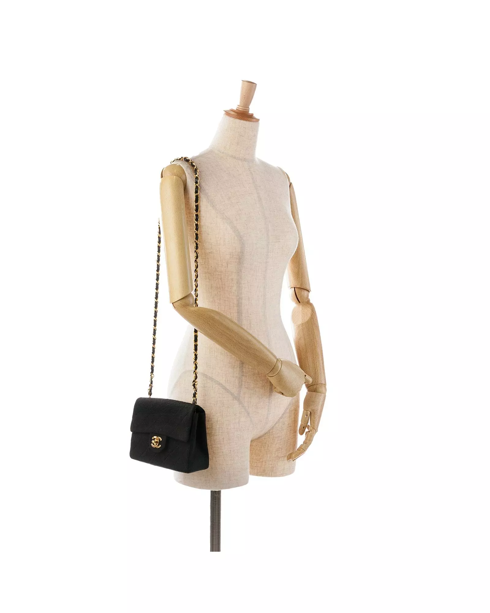 Preloved Mini Classic Flap Bag Quilted Style Wo - Black Crossbody alternative image