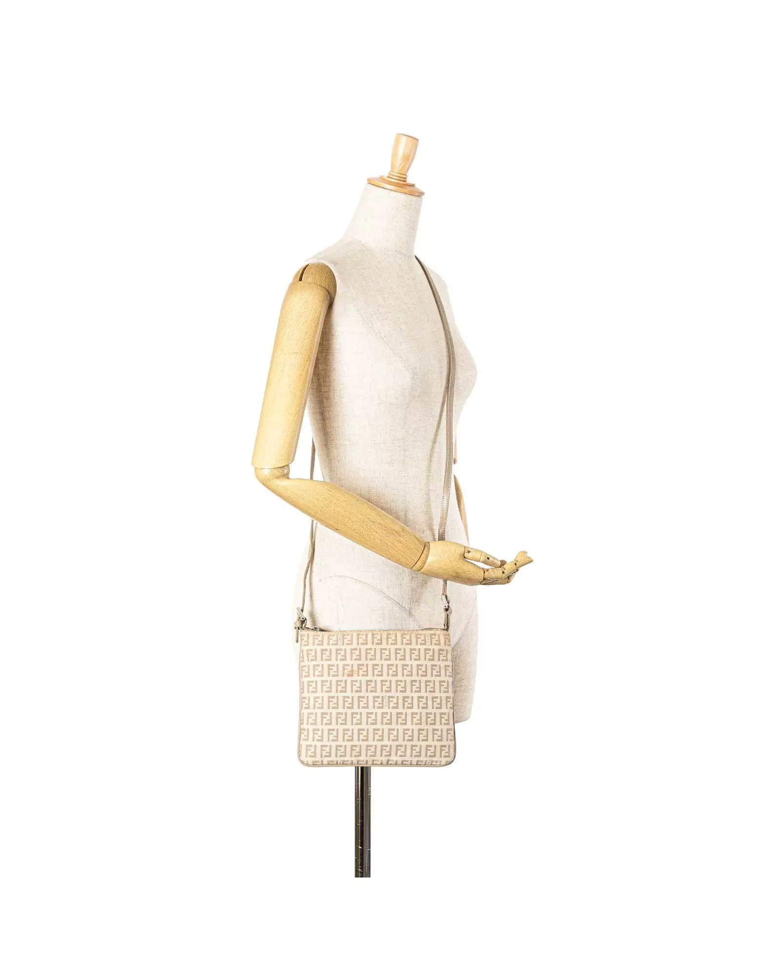 Preloved Beige FF Canvas Crossbody Bag Women - Brown alternative image