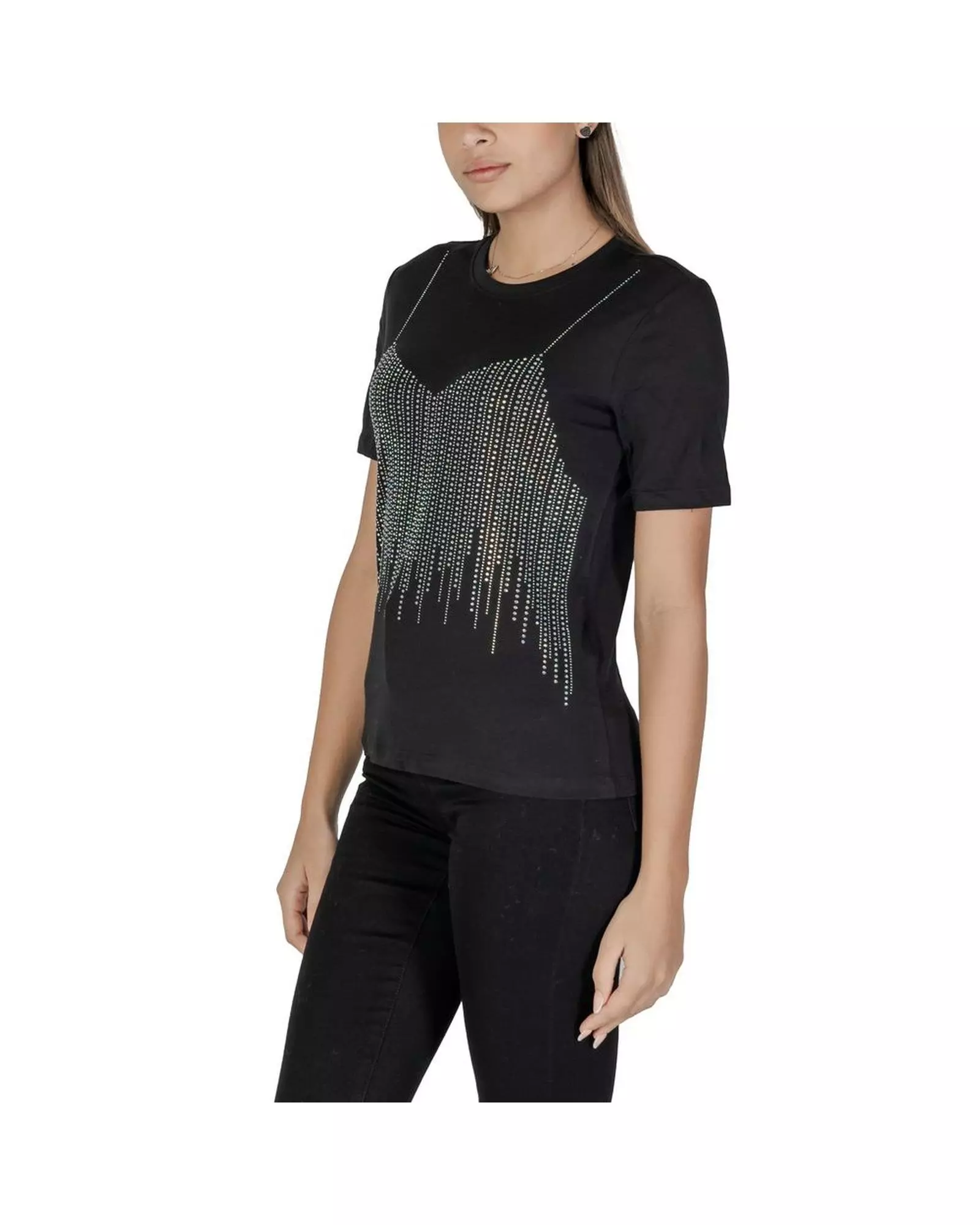 Only Rhinestone Bodice TShirt- Black Shirts | Karen Millen