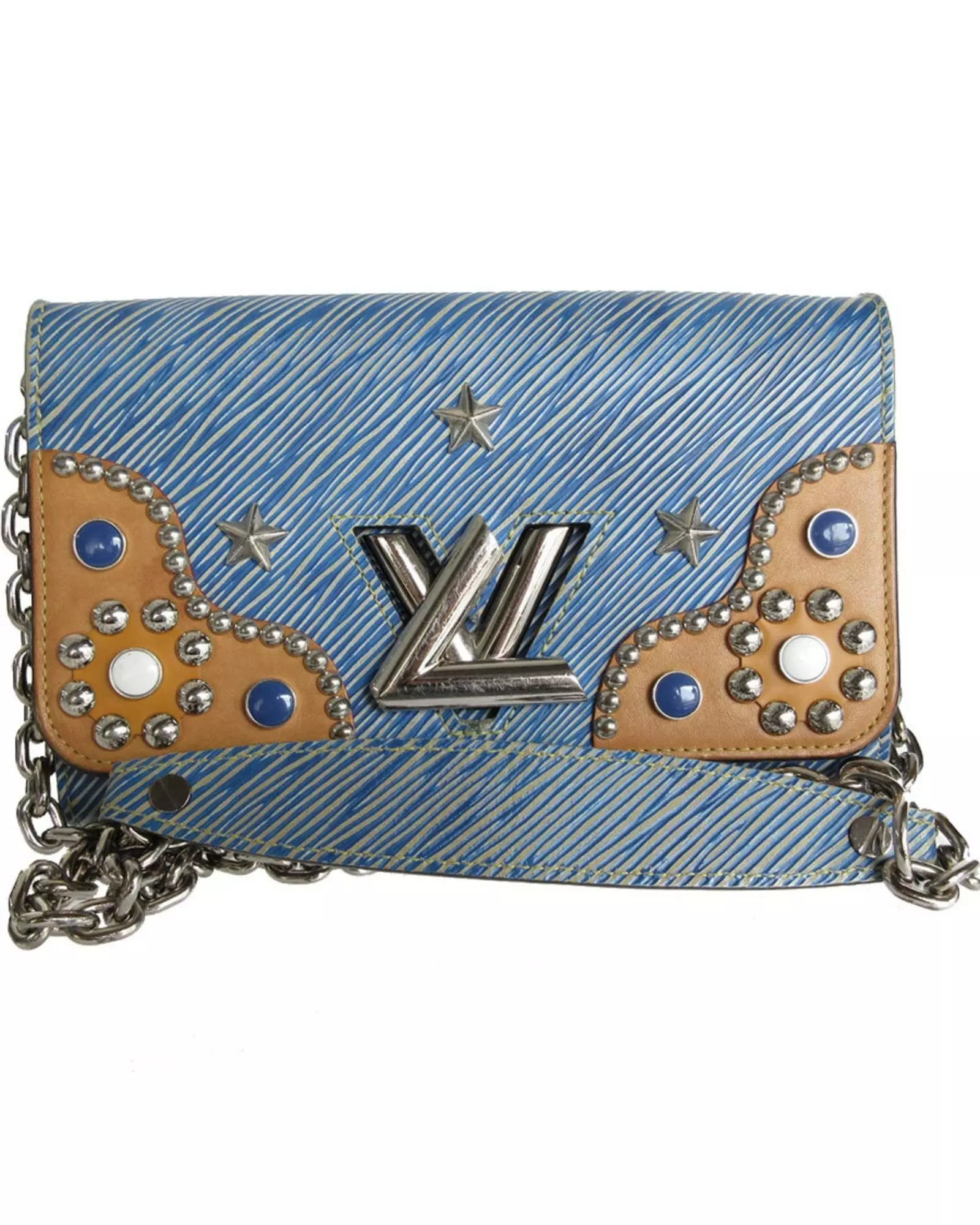 Preloved Monogram Denim Star Studded Crossbody Wo - Blue Shoulder alternative image