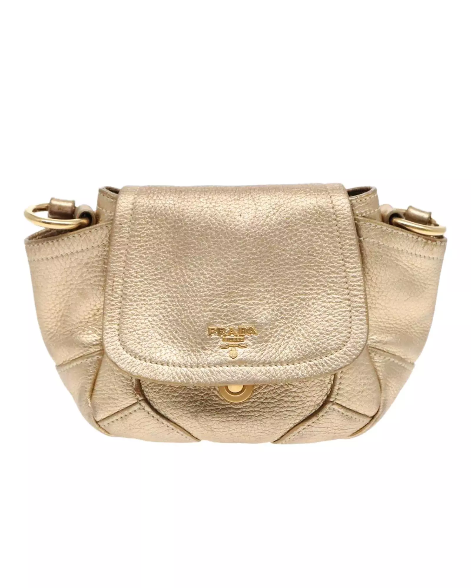 Preloved Metallic Leather Crossbody Bag Women - Gold Shoulder Bags alternative image