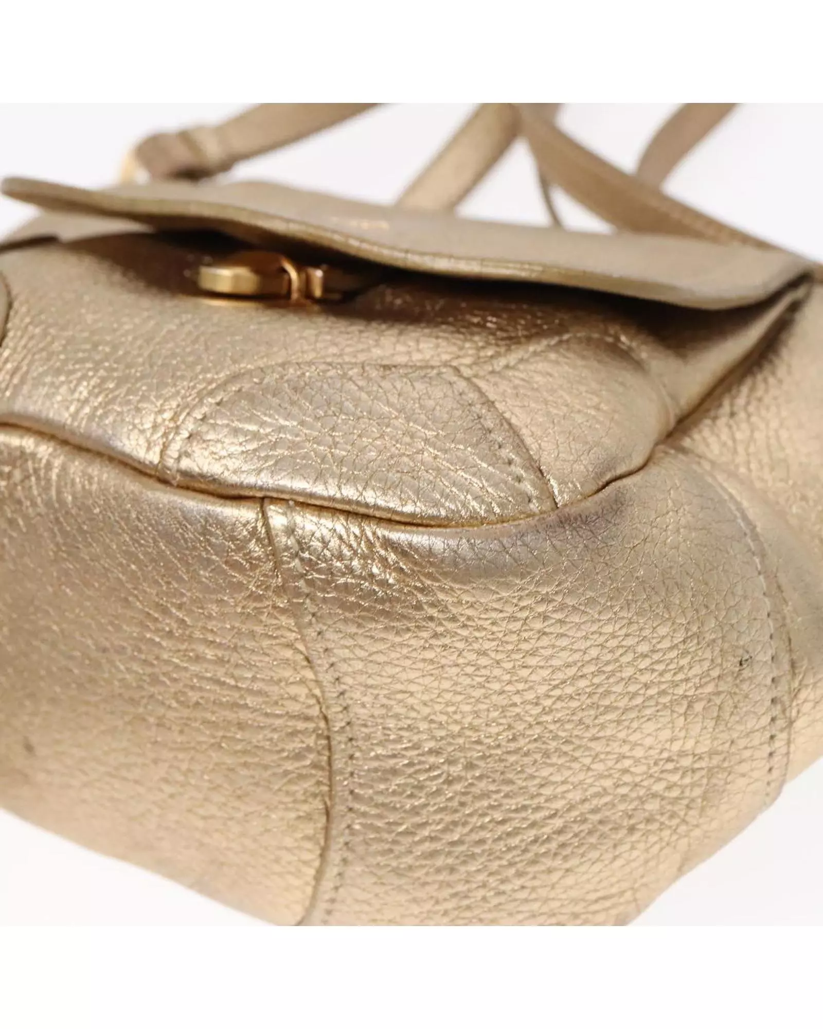 Preloved Metallic Leather Crossbody Bag Women - Gold Shoulder Bags alternative image