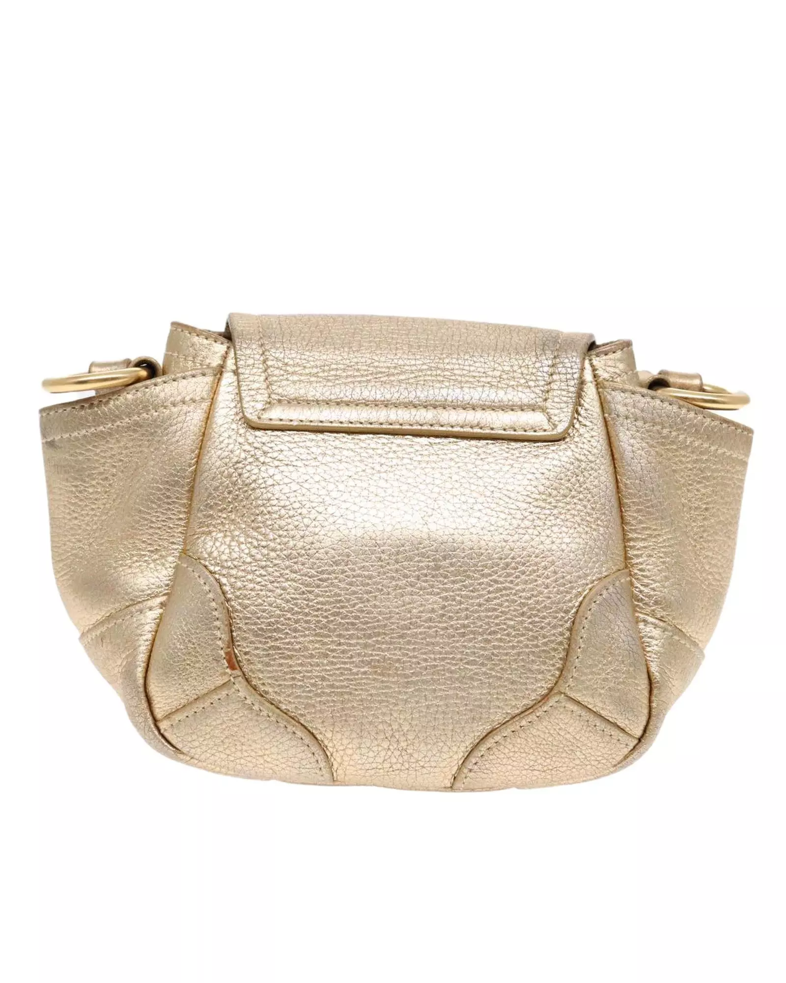 Preloved Metallic Leather Crossbody Bag Women - Gold Shoulder Bags alternative image