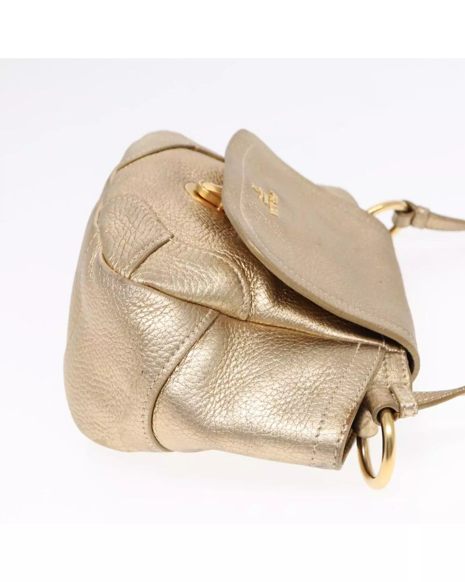 Preloved Metallic Leather Crossbody Bag Women - Gold Shoulder Bags alternative image