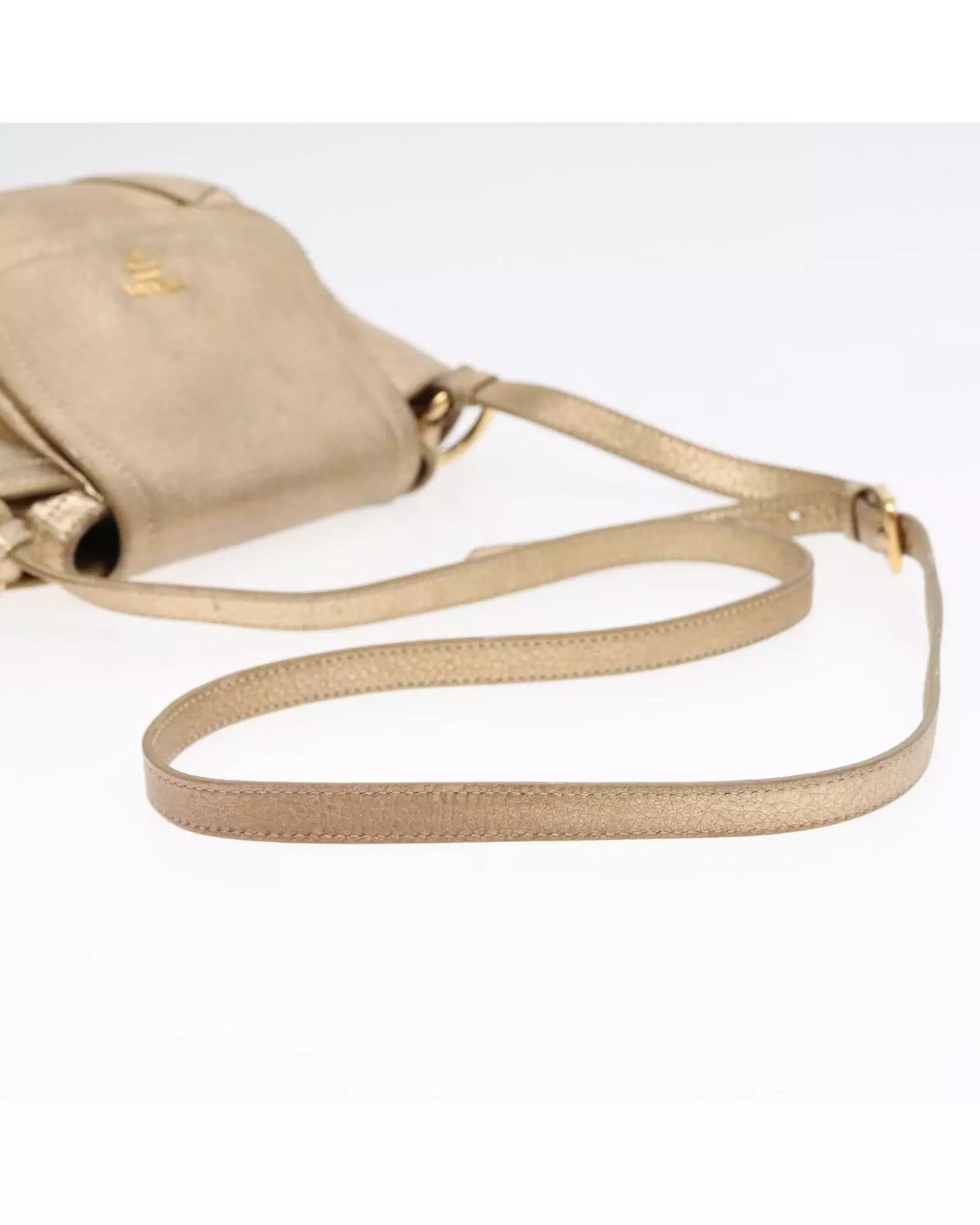 Preloved Metallic Leather Crossbody Bag Women - Gold Shoulder Bags alternative image