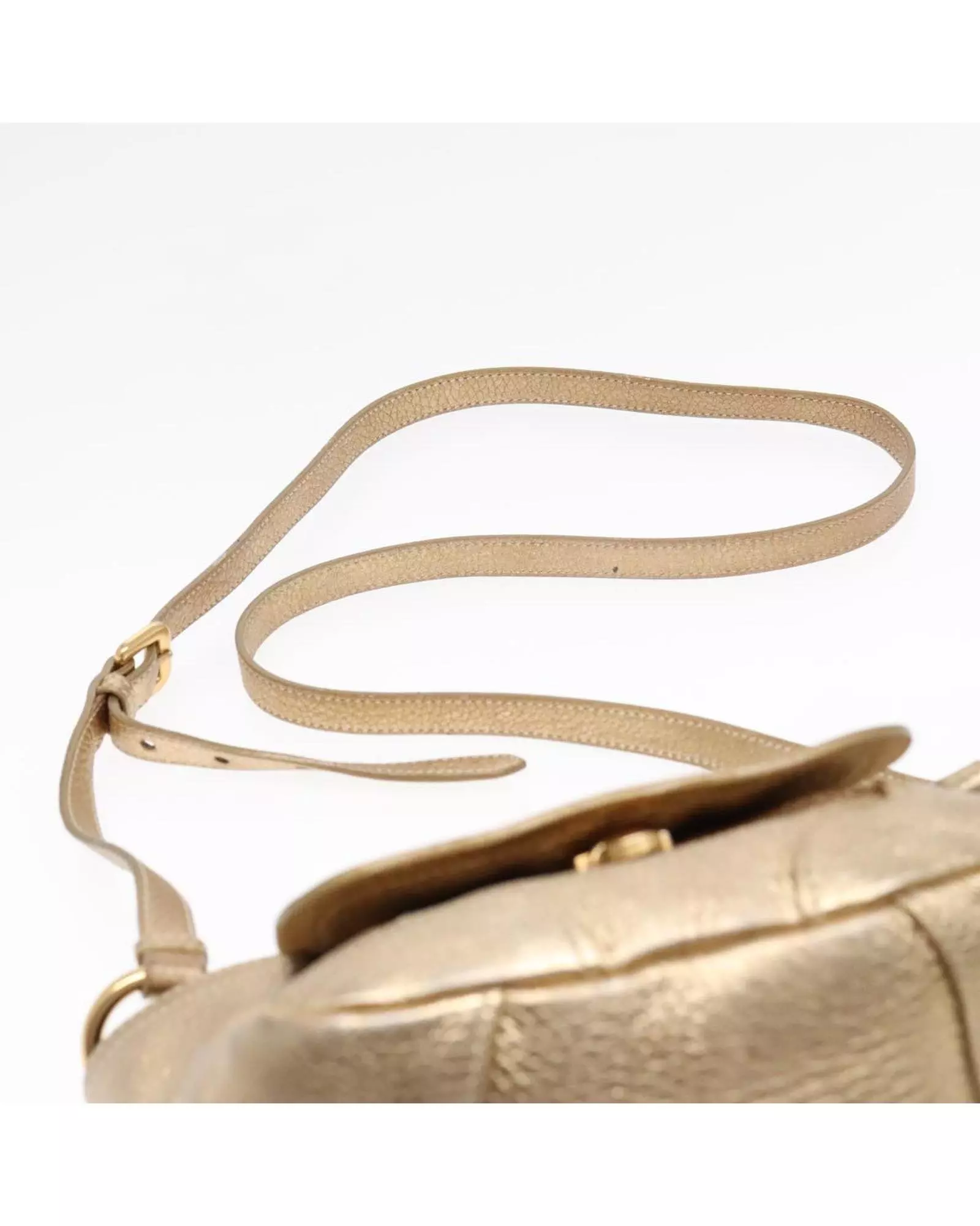 Preloved Metallic Leather Crossbody Bag Women - Gold Shoulder Bags alternative image