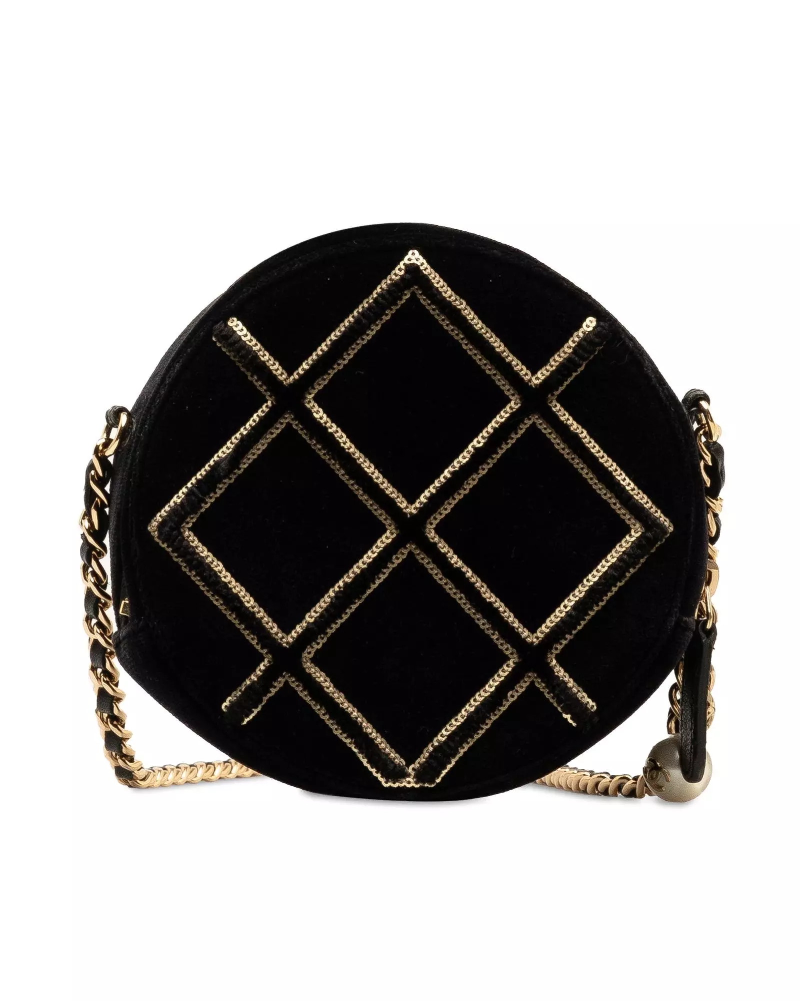 Preloved Round Velvet Bag Quilted Style Women - Black Crossbody Bags alternative image