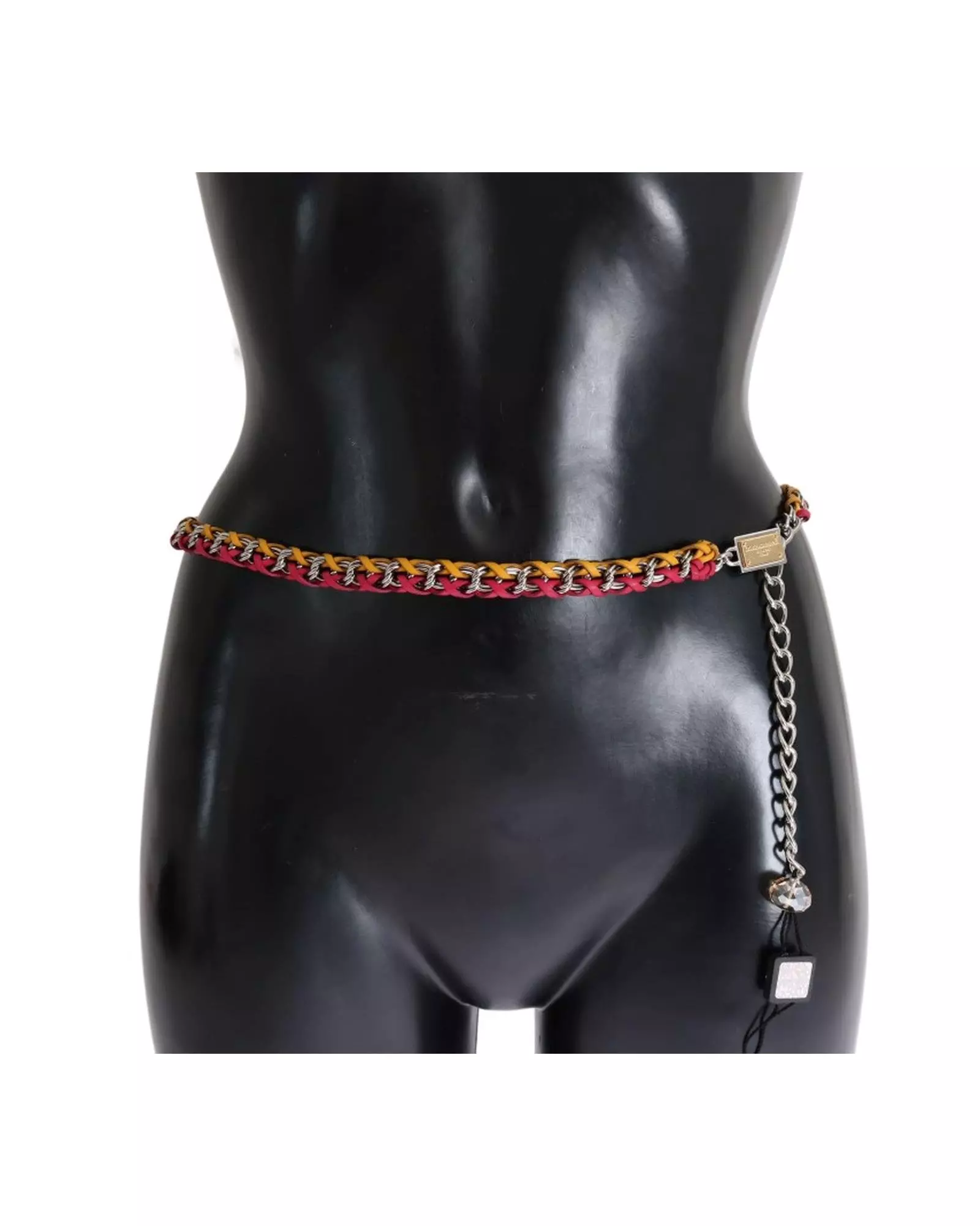Multi Braided Leather Chain Belt RedYellow Wo - Multicolor alternative image