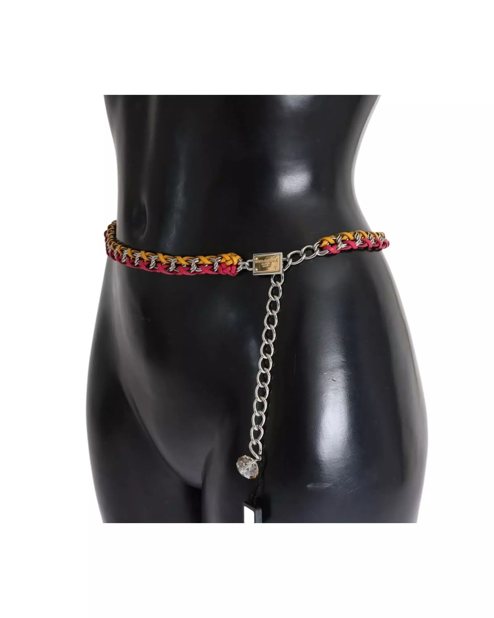 Multi Braided Leather Chain Belt RedYellow Wo - Multicolor alternative image