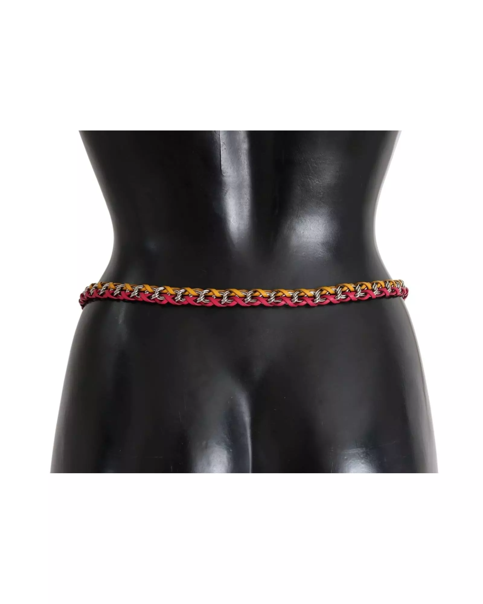 Multi Braided Leather Chain Belt RedYellow Wo - Multicolor alternative image