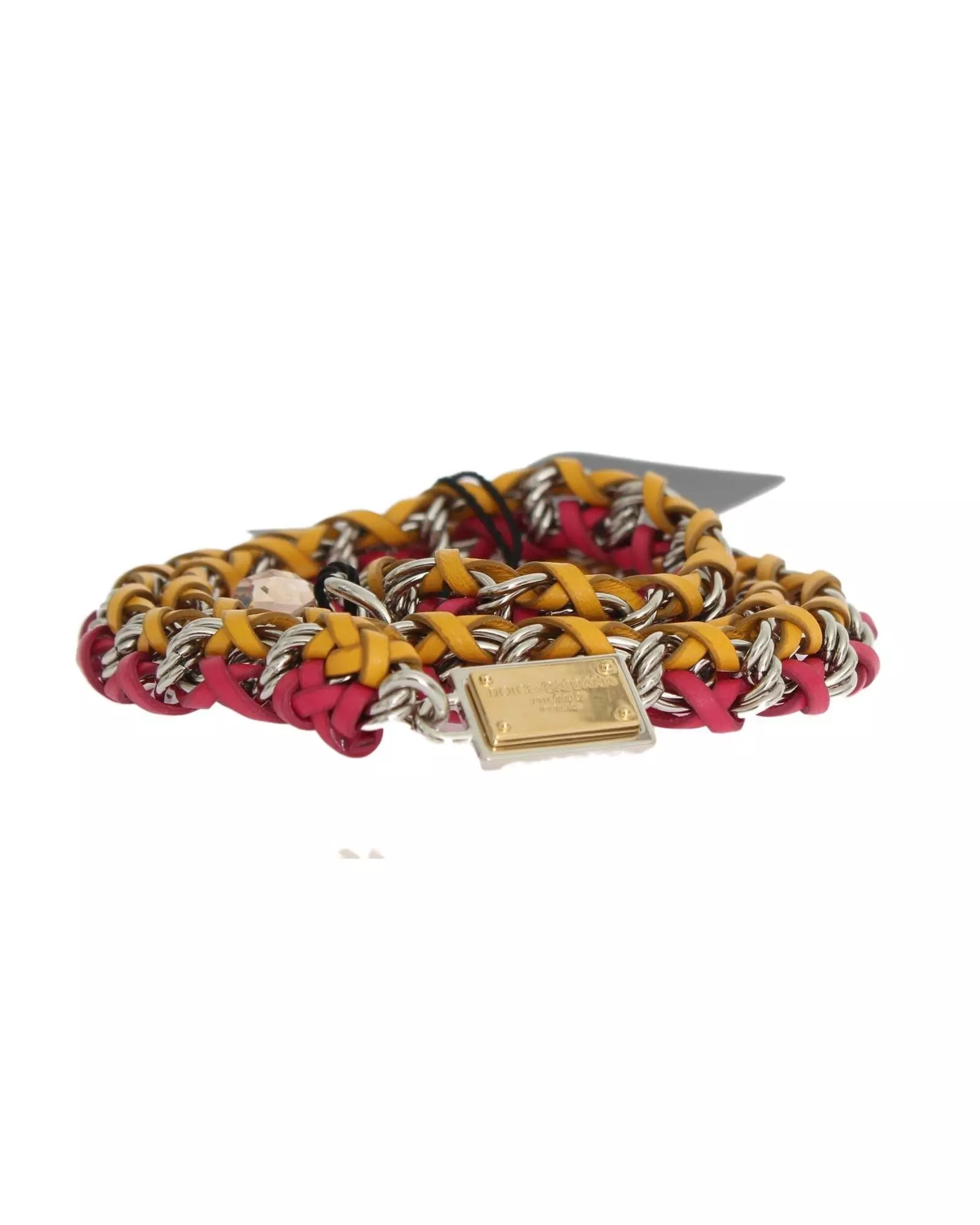 Multi Braided Leather Chain Belt RedYellow Wo - Multicolor alternative image