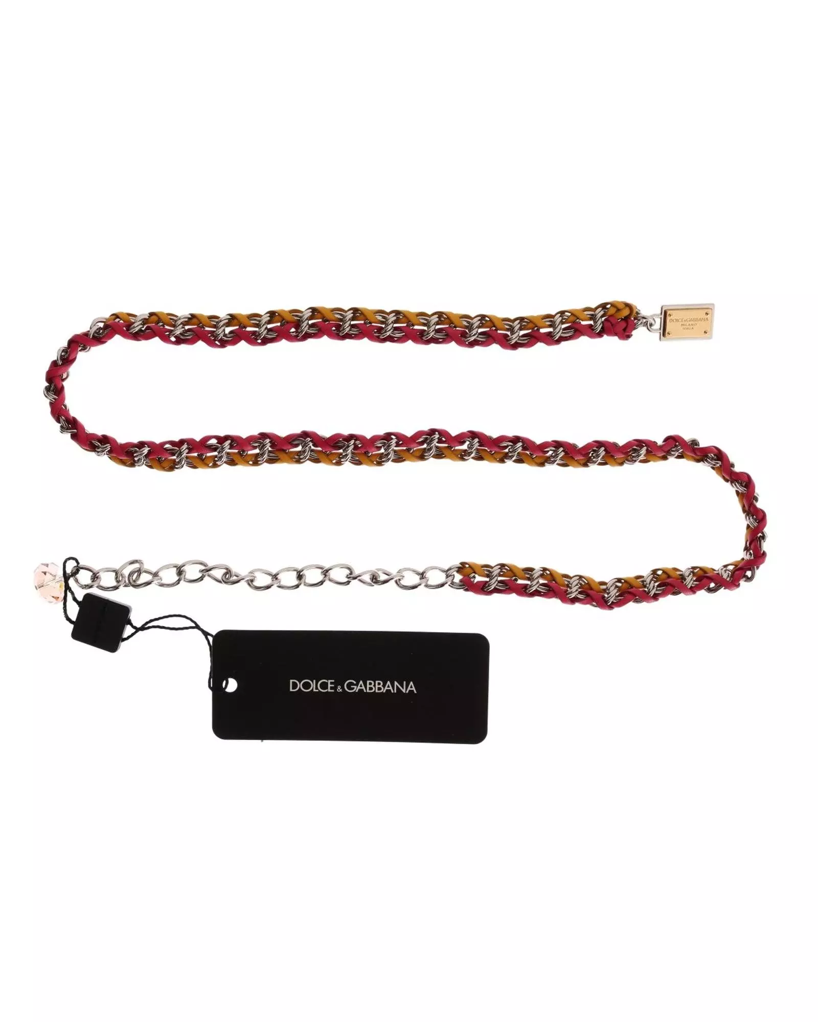 Multi Braided Leather Chain Belt RedYellow Wo - Multicolor alternative image