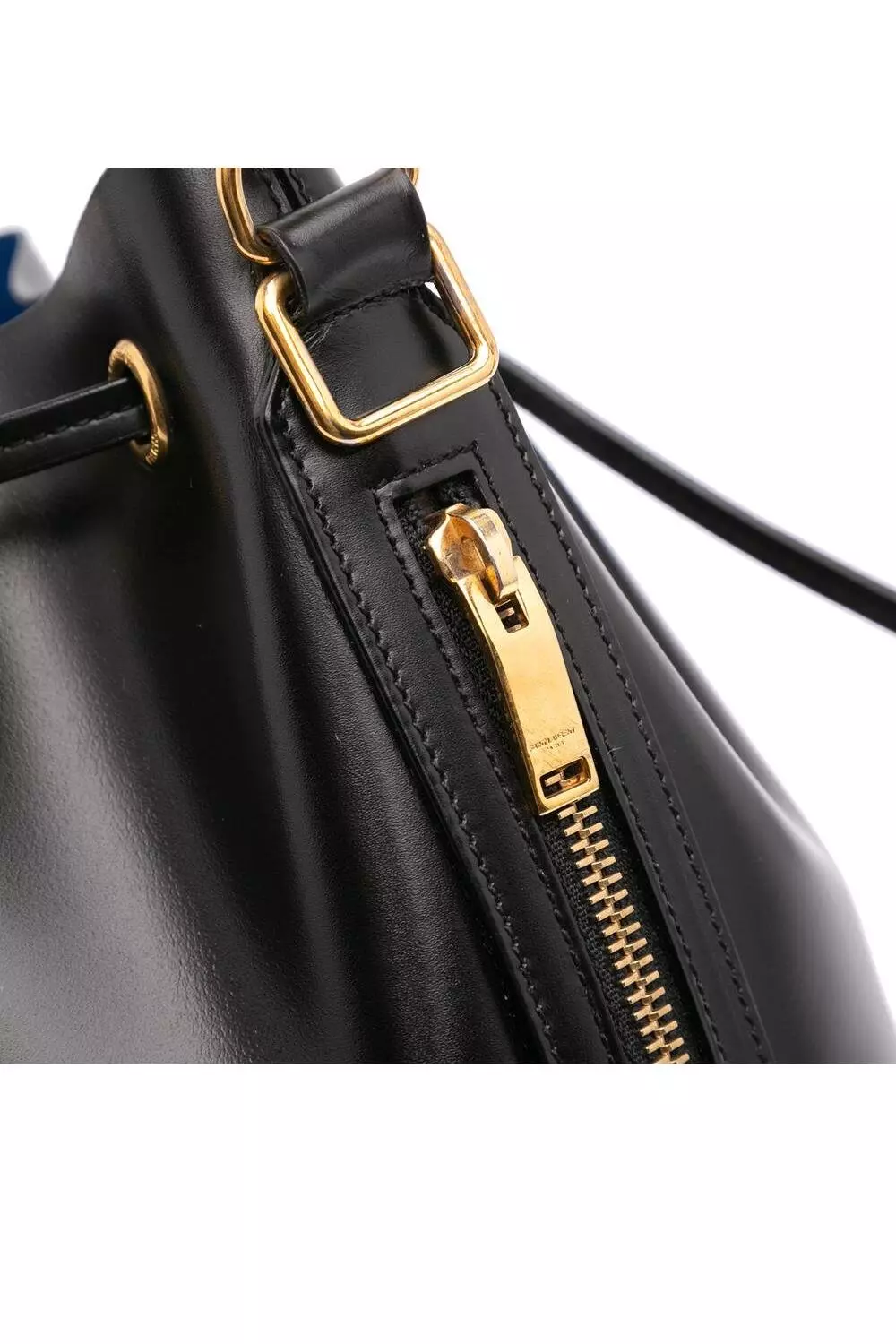 Saint Laurent Preloved Supple Bucket Drawstring Bag- Black
