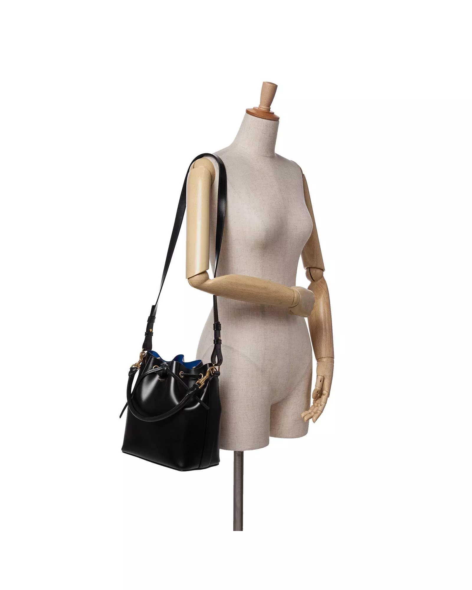 Saint Laurent Preloved Supple Bucket Drawstring Bag- Black