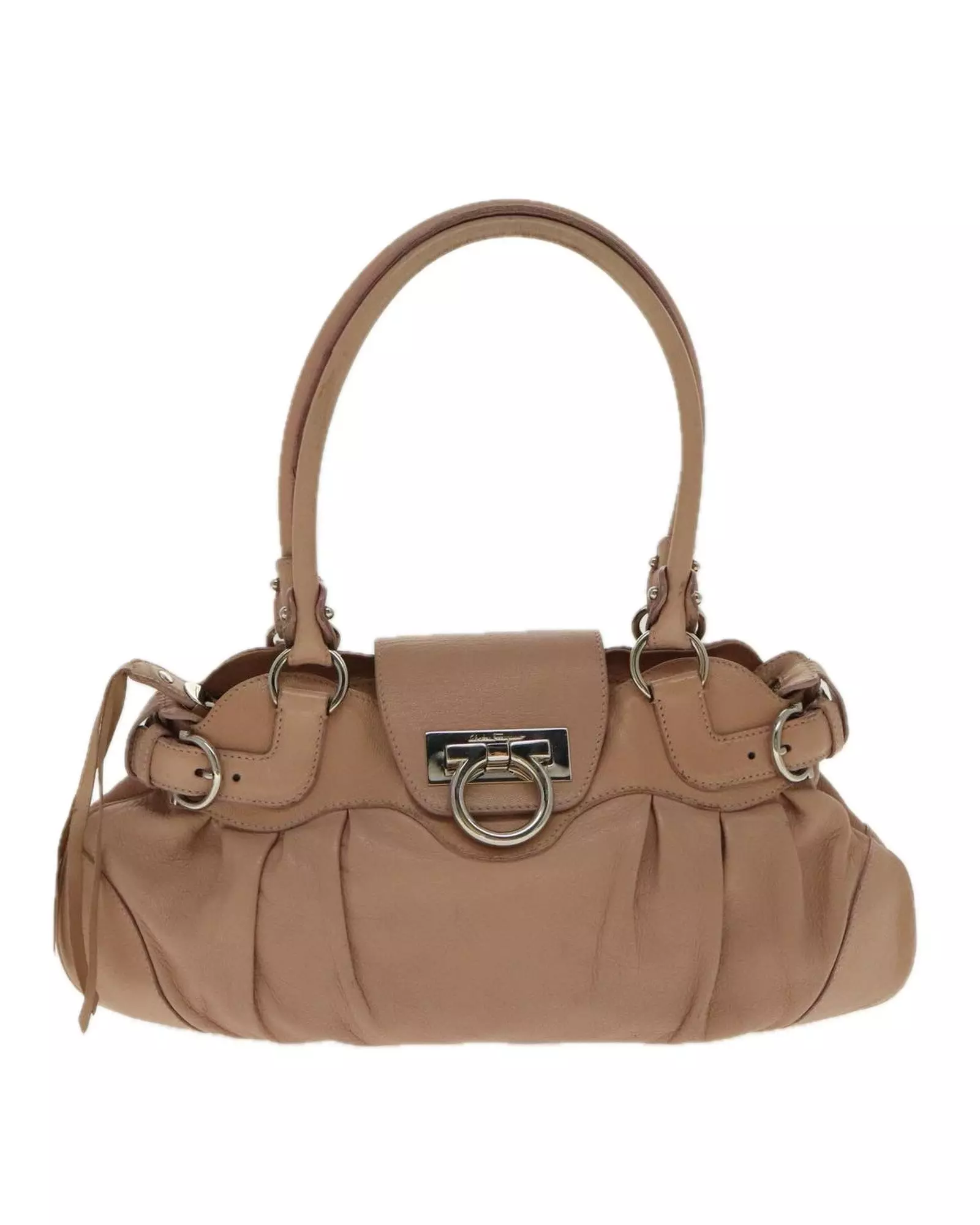 Preloved Leather Satchel Handbag Women - Beige alternative image