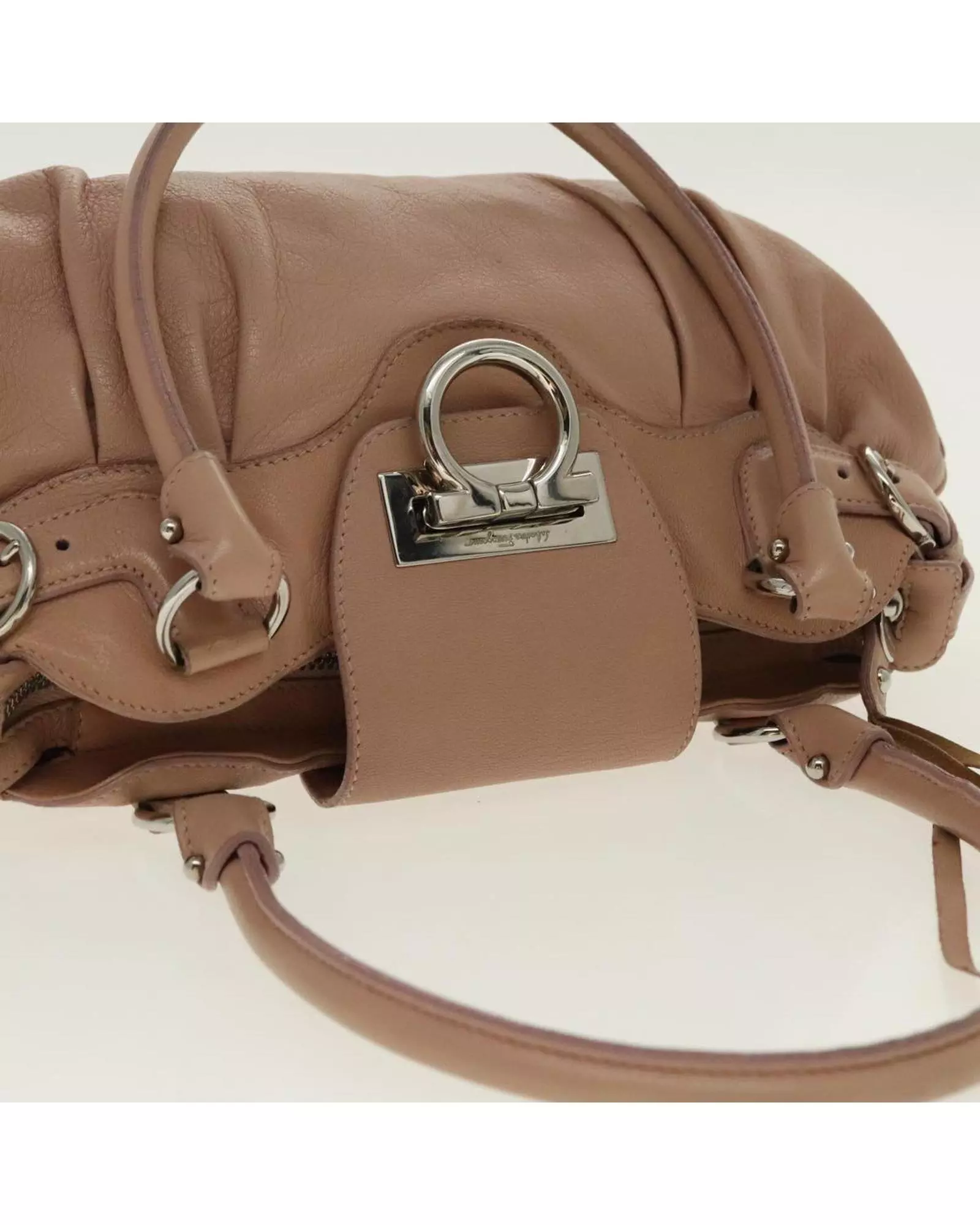 Preloved Leather Satchel Handbag Women - Beige alternative image