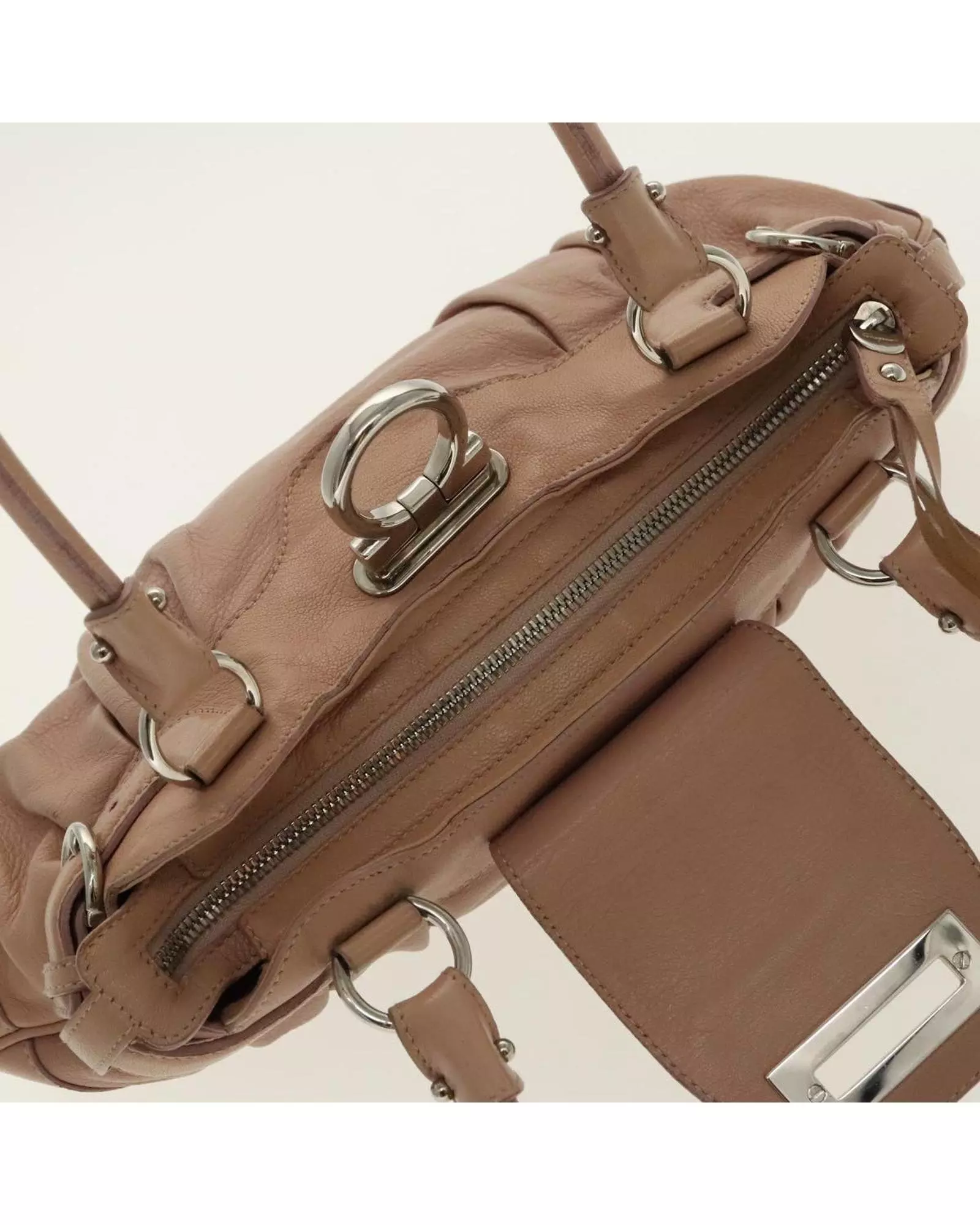 Preloved Leather Satchel Handbag Women - Beige alternative image