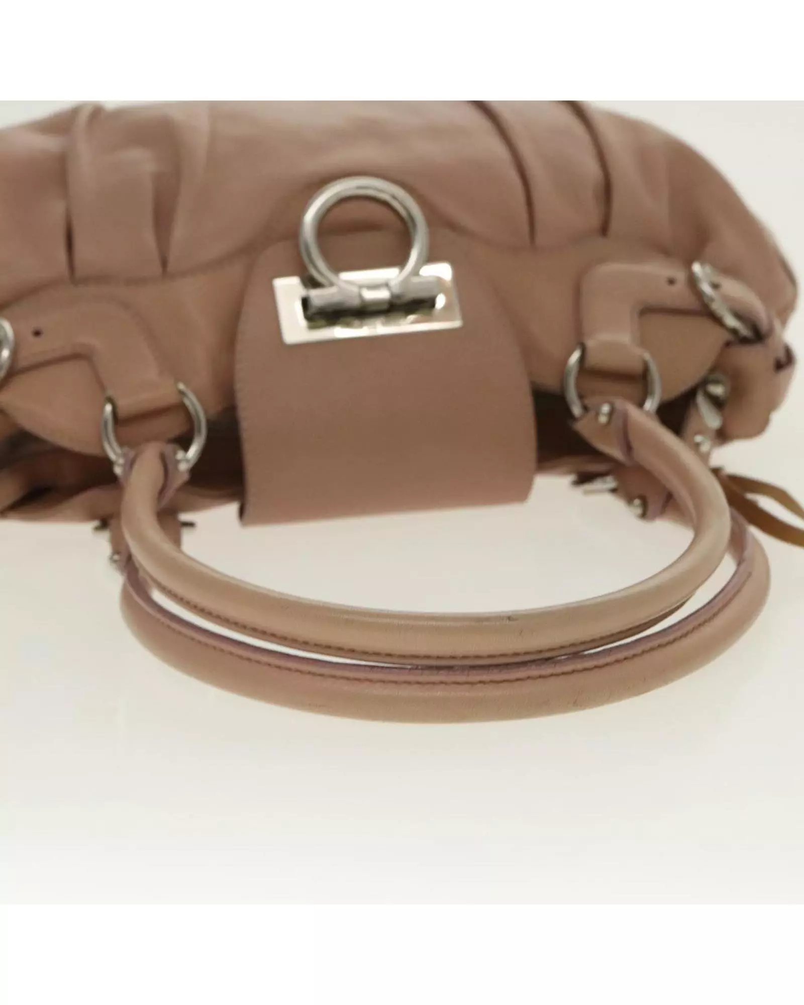 Preloved Leather Satchel Handbag Women - Beige alternative image